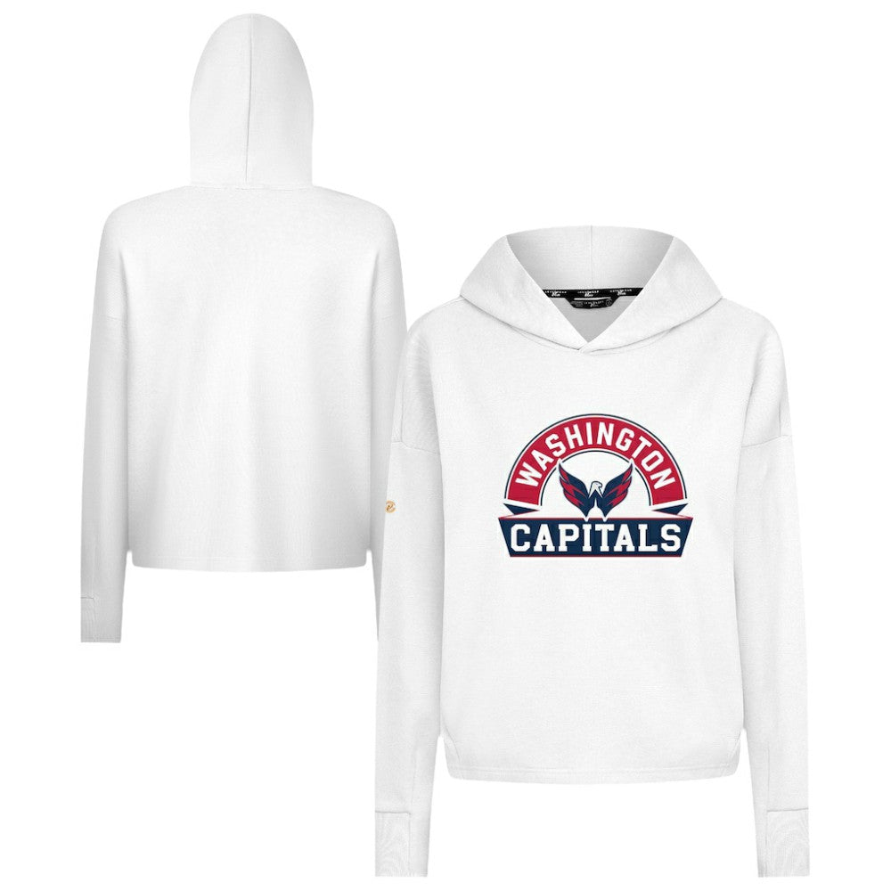 Washington Capitals Levelwear Women's Sweet Banner Arch Tri-Blend Cropped Pullover Hoodie - White - NHL