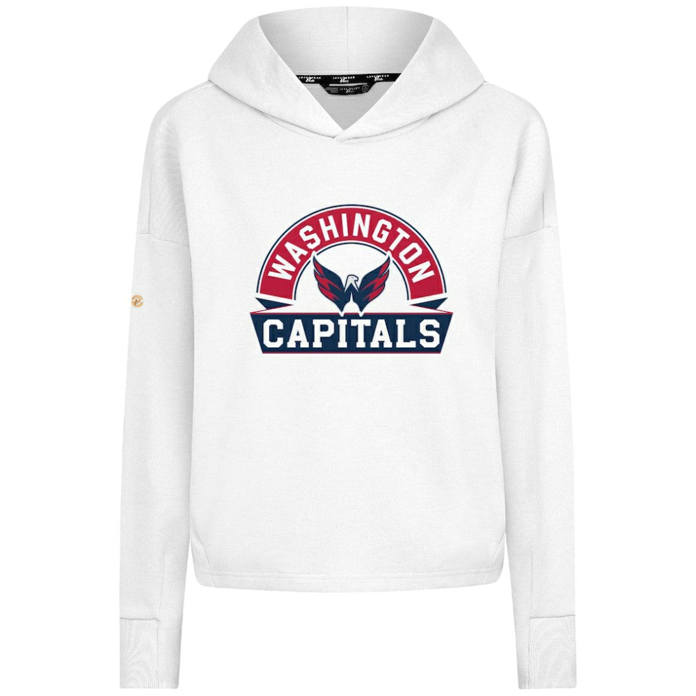 Washington Capitals Levelwear Women's Sweet Banner Arch Tri-Blend Cropped Pullover Hoodie - White - NHL