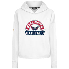 Washington Capitals Levelwear Women's Sweet Banner Arch Tri-Blend Cropped Pullover Hoodie - White - NHL