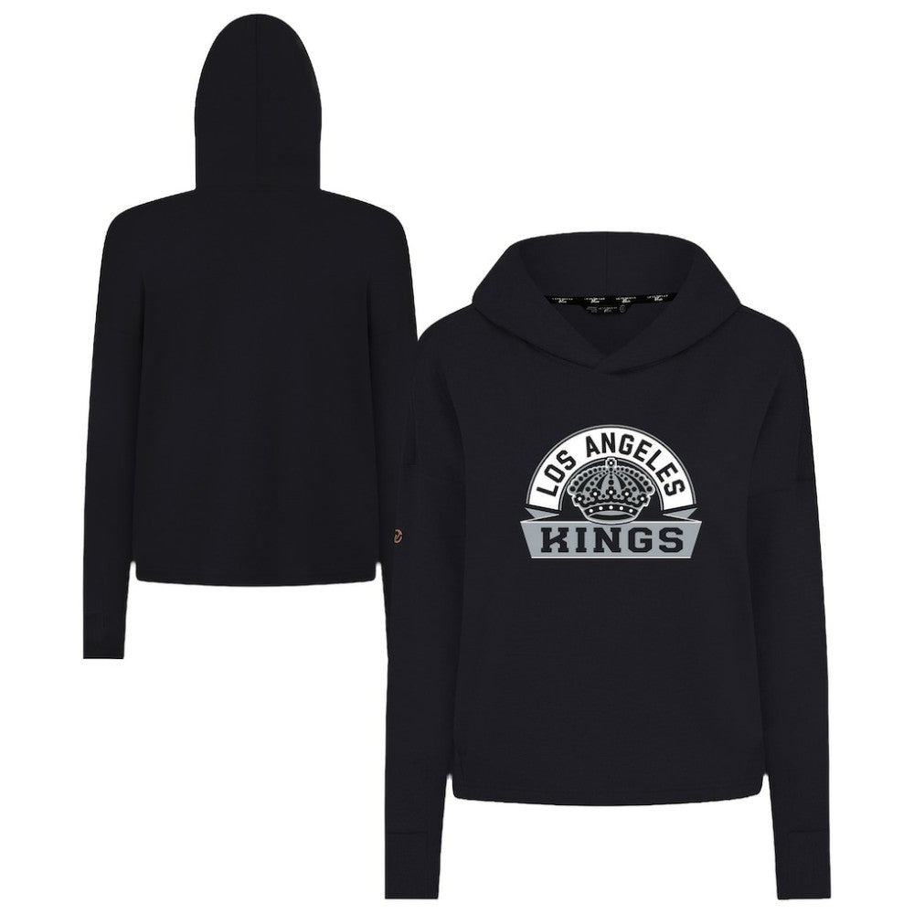 Los Angeles Kings Levelwear Women's Sweet Banner Arch Tri-Blend Cropped Pullover Hoodie - Black - NHL