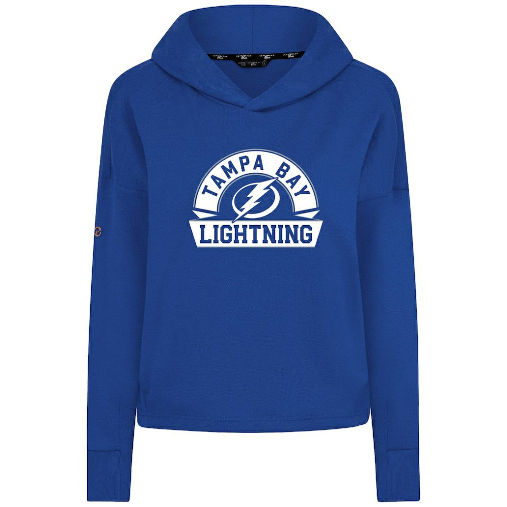 Tampa Bay Lightning Levelwear Women's Sweet Banner Arch Tri-Blend Cropped Pullover Hoodie - Royal - NHL