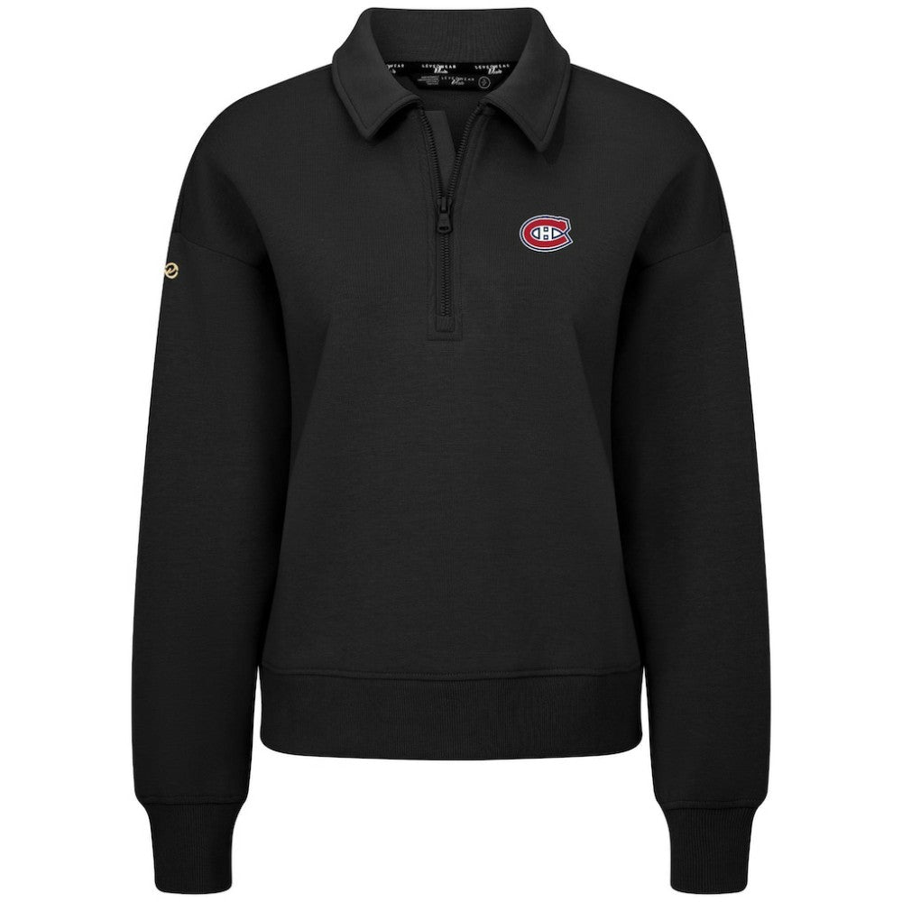 Montreal Canadiens Levelwear Women's Canmore Quarter-Zip Pullover - Black - NHL