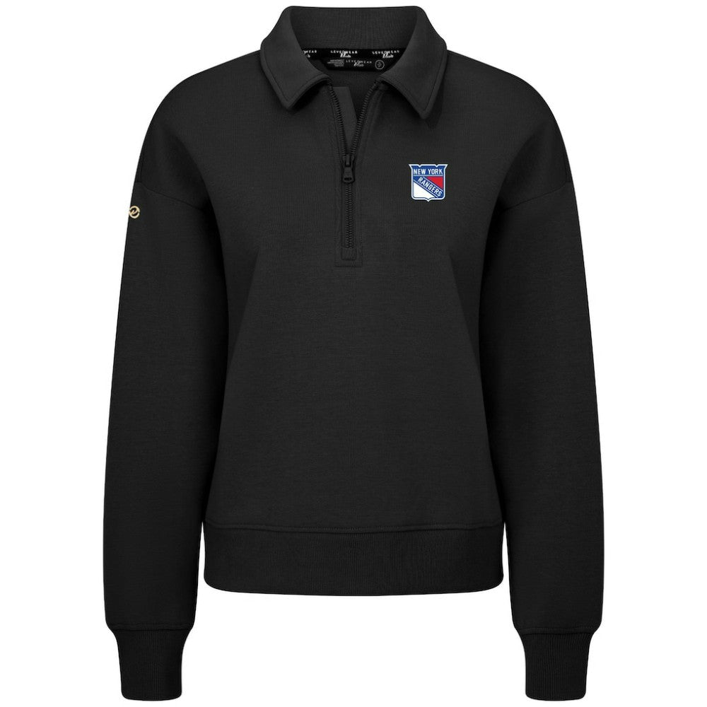 New York Rangers Levelwear Women's Canmore Quarter-Zip Pullover - Black - NHL