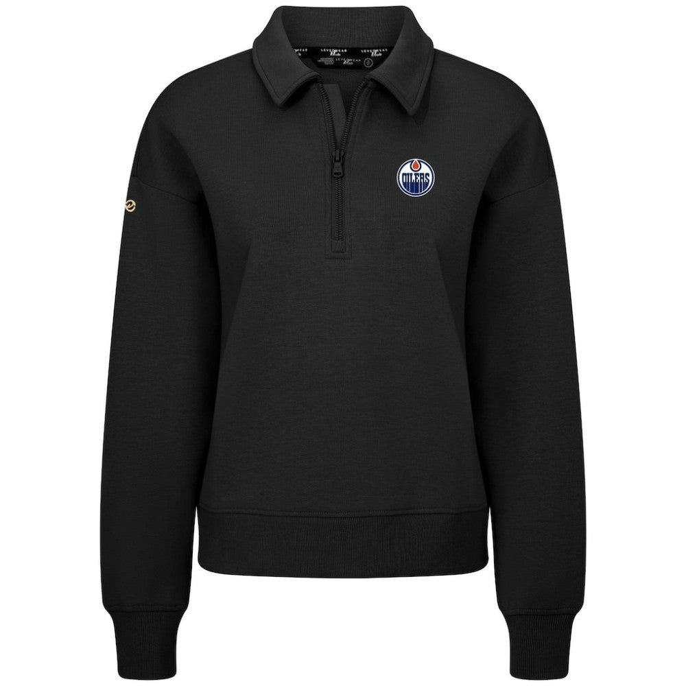 Edmonton Oilers Levelwear Women's Canmore Quarter-Zip Pullover - Black - NHL