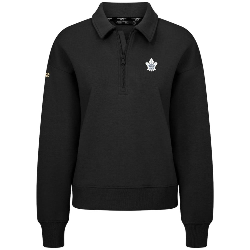 Toronto Maple Leafs Levelwear Women's Canmore Quarter-Zip Pullover - Black - NHL