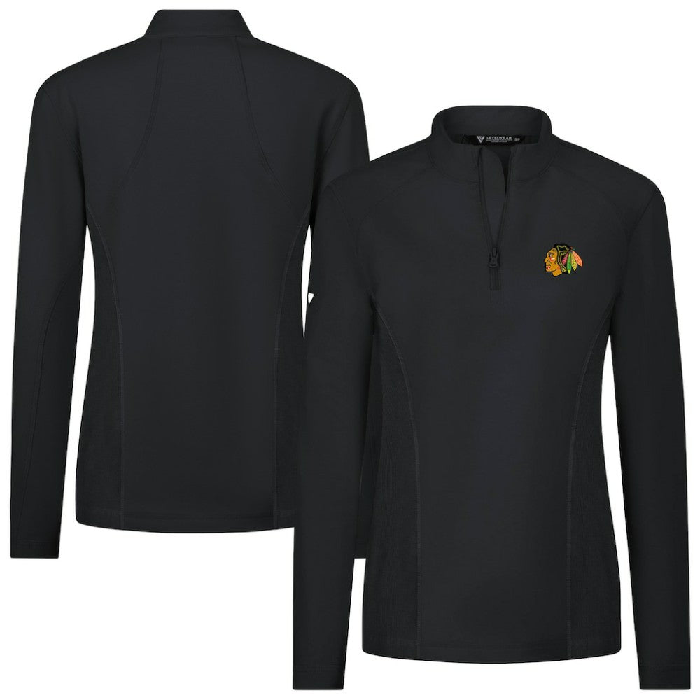 Chicago Blackhawks Levelwear Women's Upright Quarter-Zip Pullover - Black - NHL