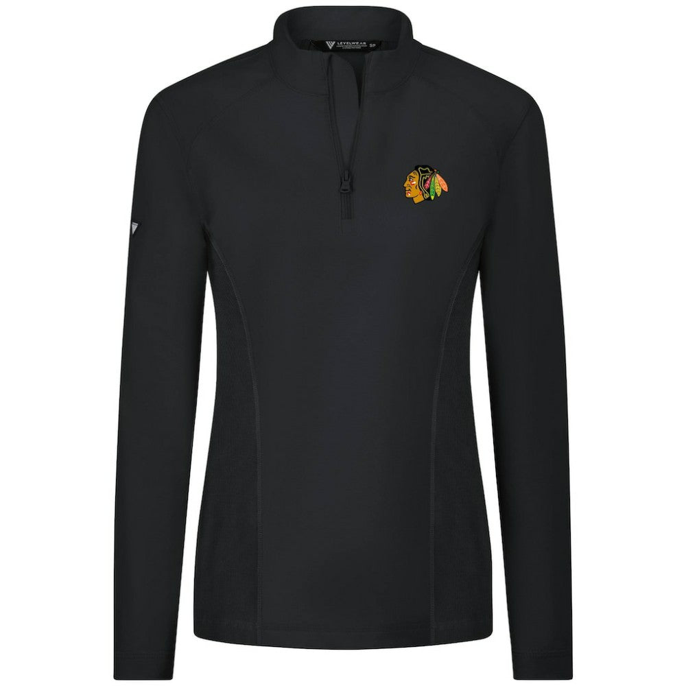 Chicago Blackhawks Levelwear Women's Upright Quarter-Zip Pullover - Black - NHL
