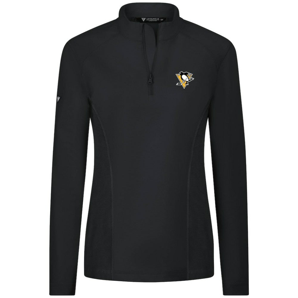 Pittsburgh Penguins Levelwear Women's Upright Quarter-Zip Pullover - Black - NHL