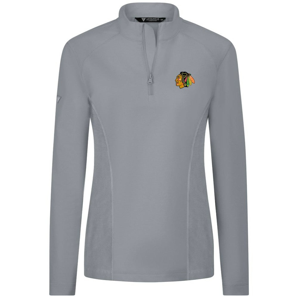 Chicago Blackhawks Levelwear Women's Upright Quarter-Zip Pullover - Gray - NHL