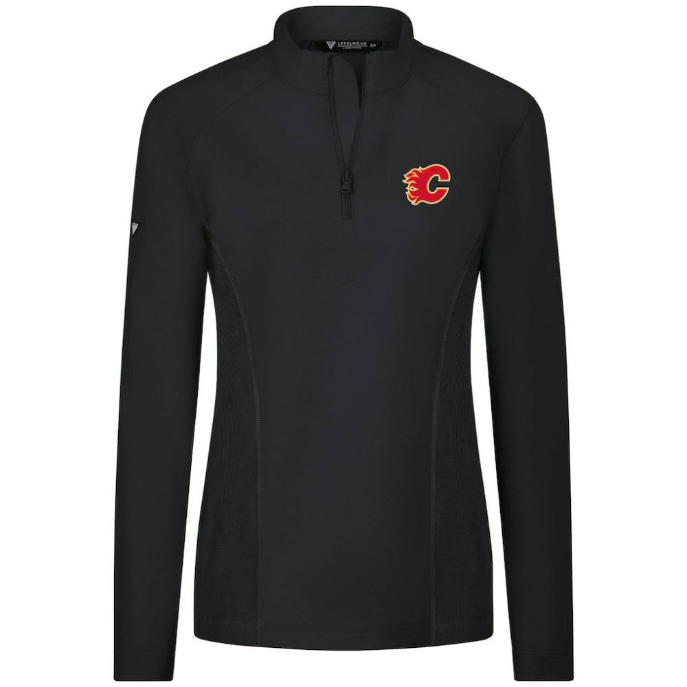 Calgary Flames Levelwear Women's Upright Quarter-Zip Pullover - Black - NHL