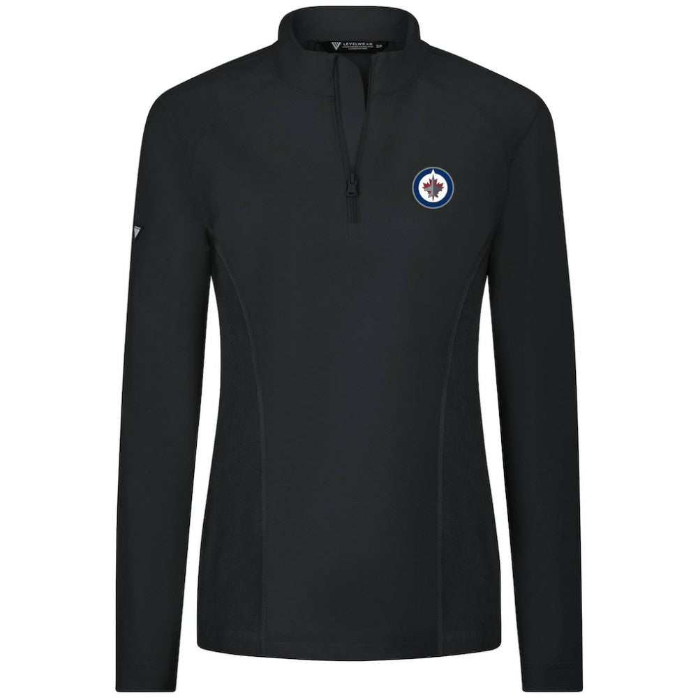 Winnipeg Jets Levelwear Women's Upright Quarter-Zip Pullover - Black - NHL