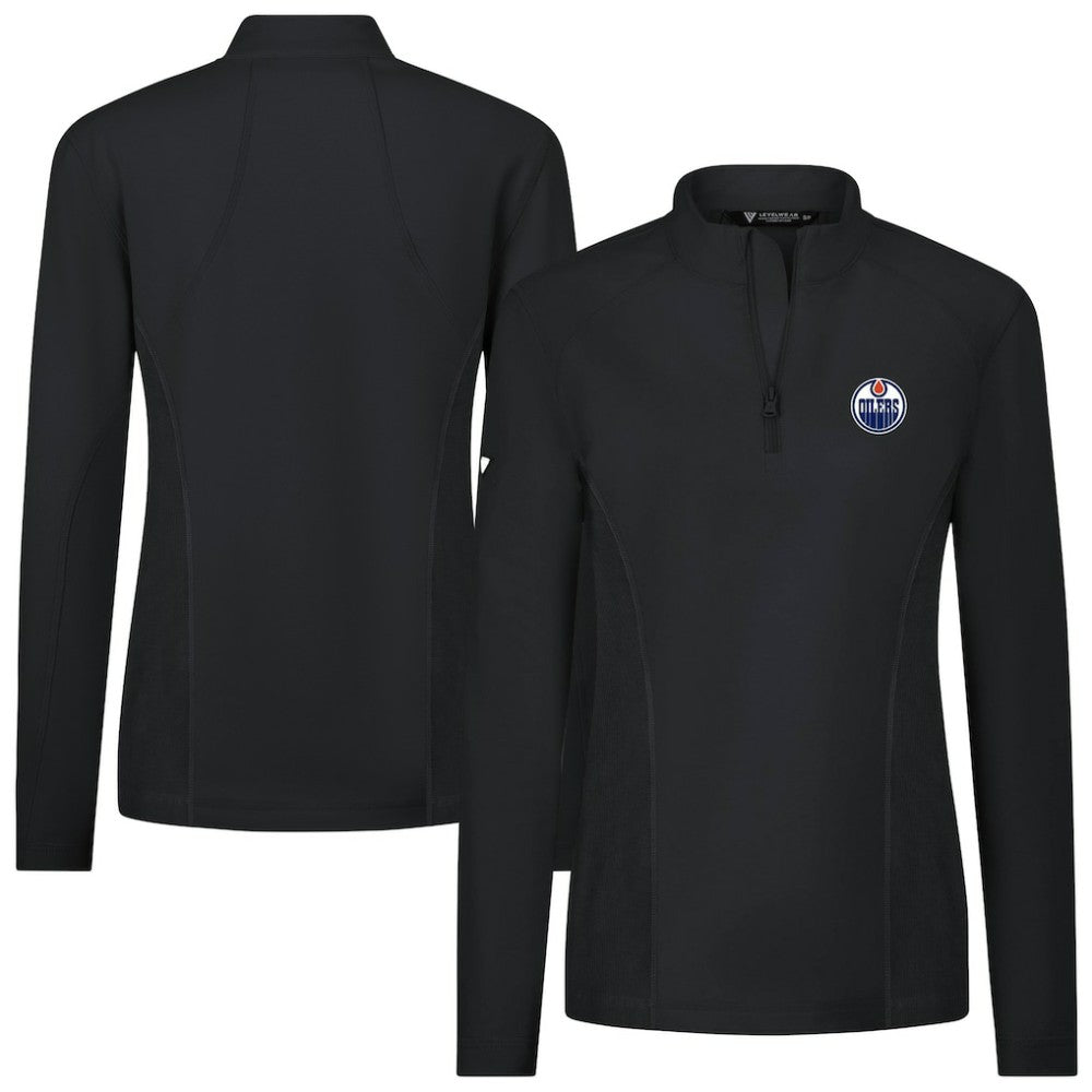 Edmonton Oilers Levelwear Women's Upright Quarter-Zip Pullover - Black - NHL