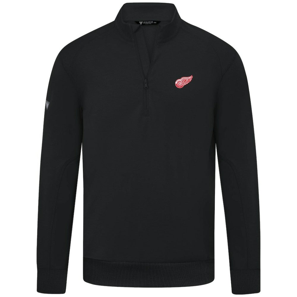 Detroit Red Wings Levelwear Upright Tri-Blend Quarter-Zip Pullover - Black - NHL