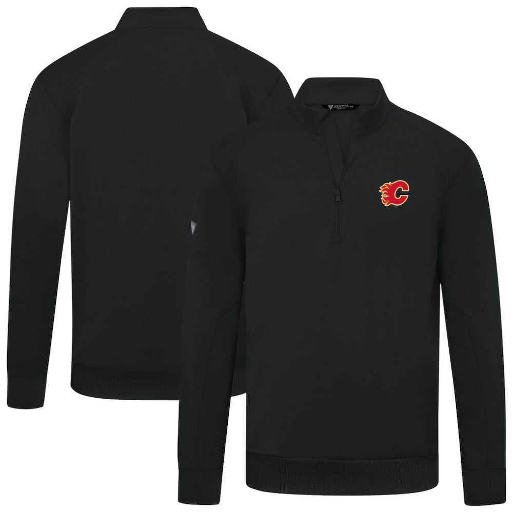 Calgary Flames Levelwear Upright Tri-Blend Quarter-Zip Pullover - Black - NHL