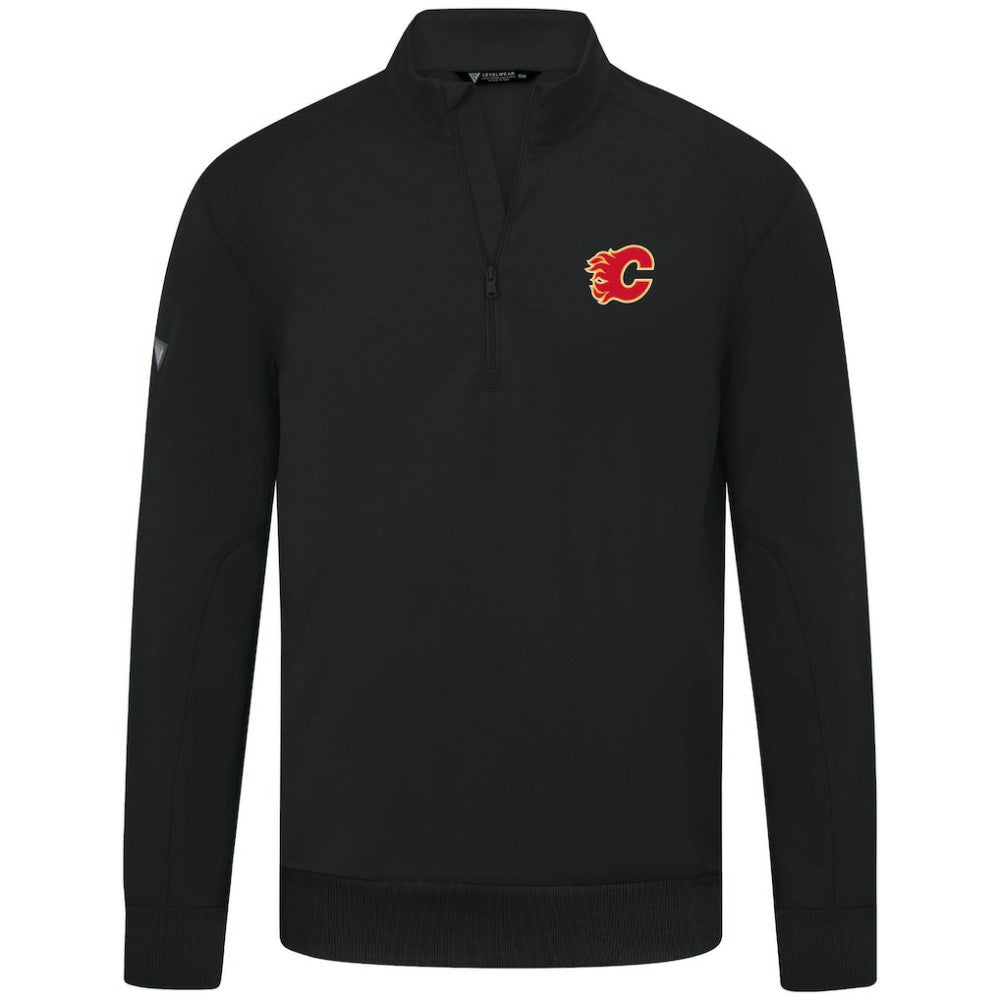 Calgary Flames Levelwear Upright Tri-Blend Quarter-Zip Pullover - Black - NHL