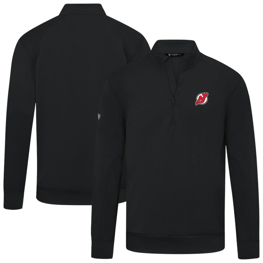 New Jersey Devils Levelwear Upright Tri-Blend Quarter-Zip Pullover - Black - NHL
