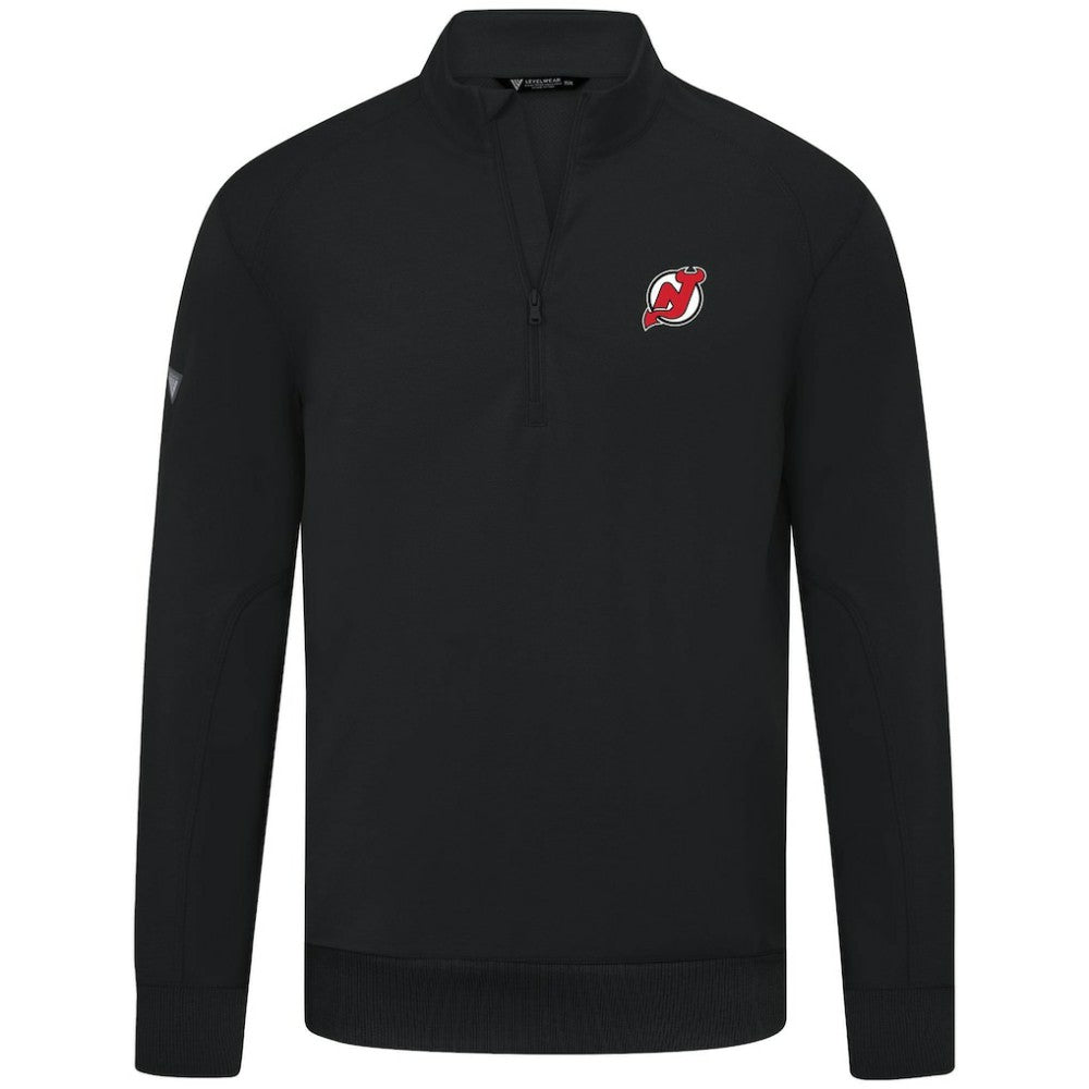New Jersey Devils Levelwear Upright Tri-Blend Quarter-Zip Pullover - Black - NHL