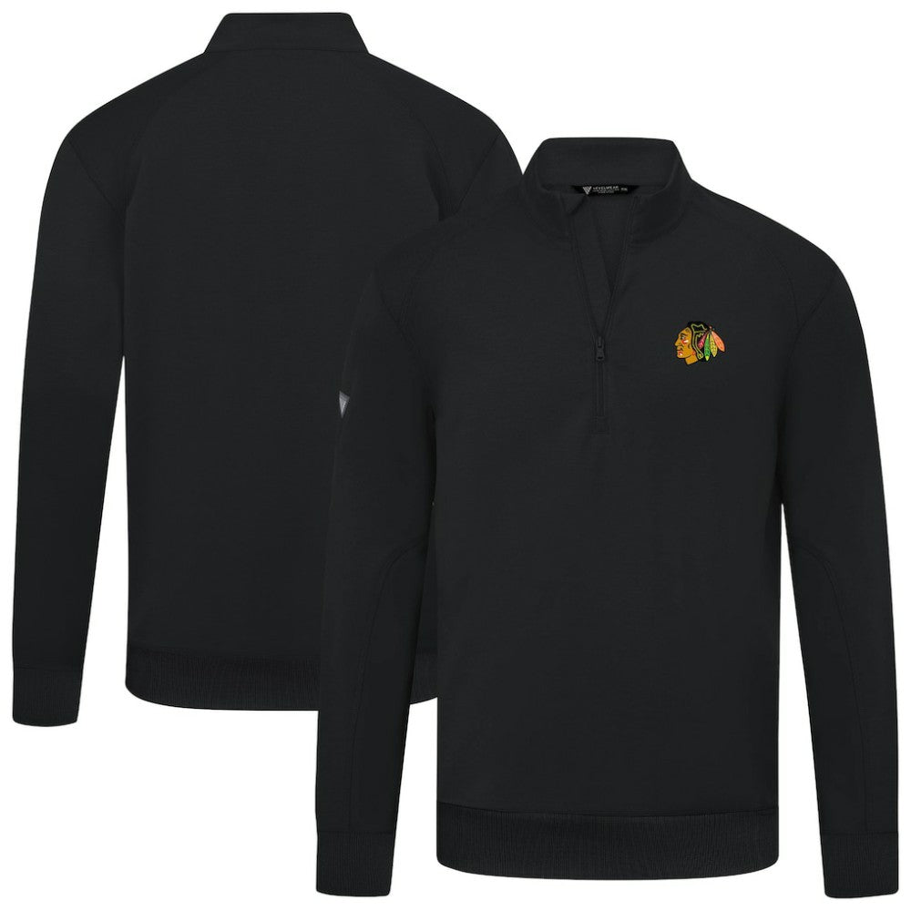 Chicago Blackhawks Levelwear Upright Tri-Blend Quarter-Zip Pullover - Black - NHL