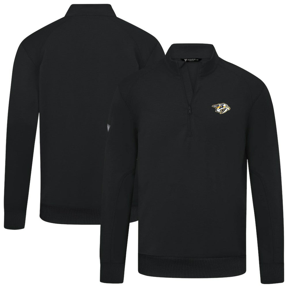 Nashville Predators Levelwear Upright Tri-Blend Quarter-Zip Pullover - Black - NHL