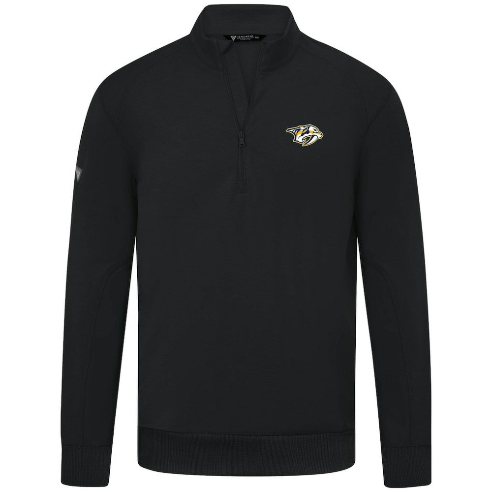Nashville Predators Levelwear Upright Tri-Blend Quarter-Zip Pullover - Black - NHL