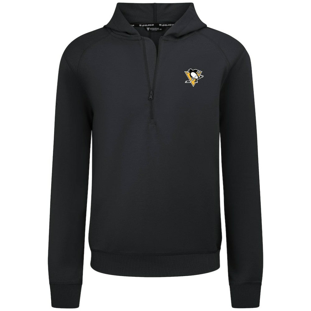 Pittsburgh Penguins Levelwear Technic Quarter-Zip Pullover Hoodie - Black - NHL