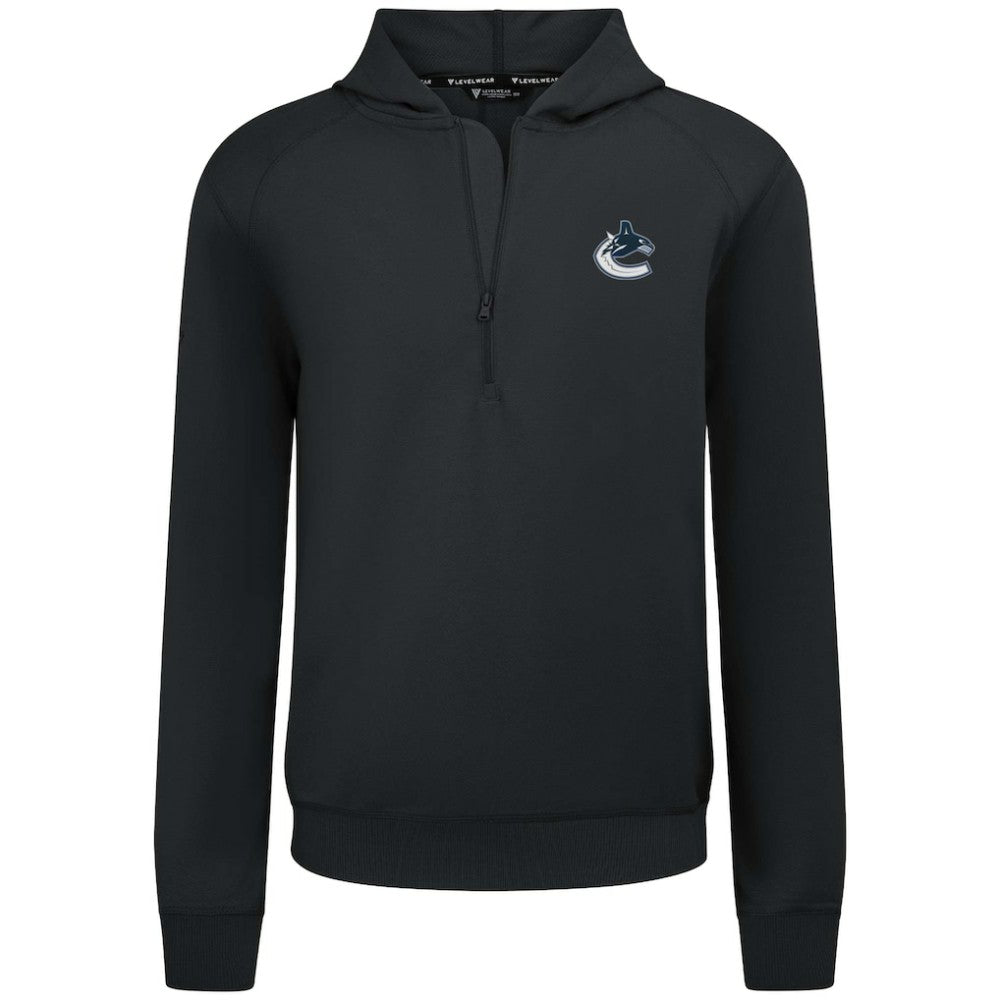 Vancouver Canucks Levelwear Technic Quarter-Zip Pullover Hoodie - Black - NHL