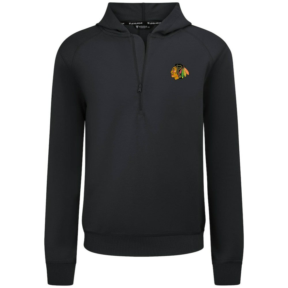 Chicago Blackhawks Levelwear Technic Quarter-Zip Pullover Hoodie - Black - NHL