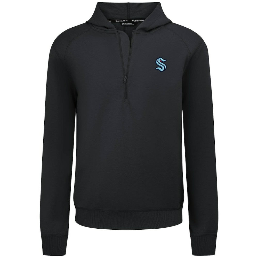 Seattle Kraken Levelwear Technic Quarter-Zip Pullover Hoodie - Black - NHL