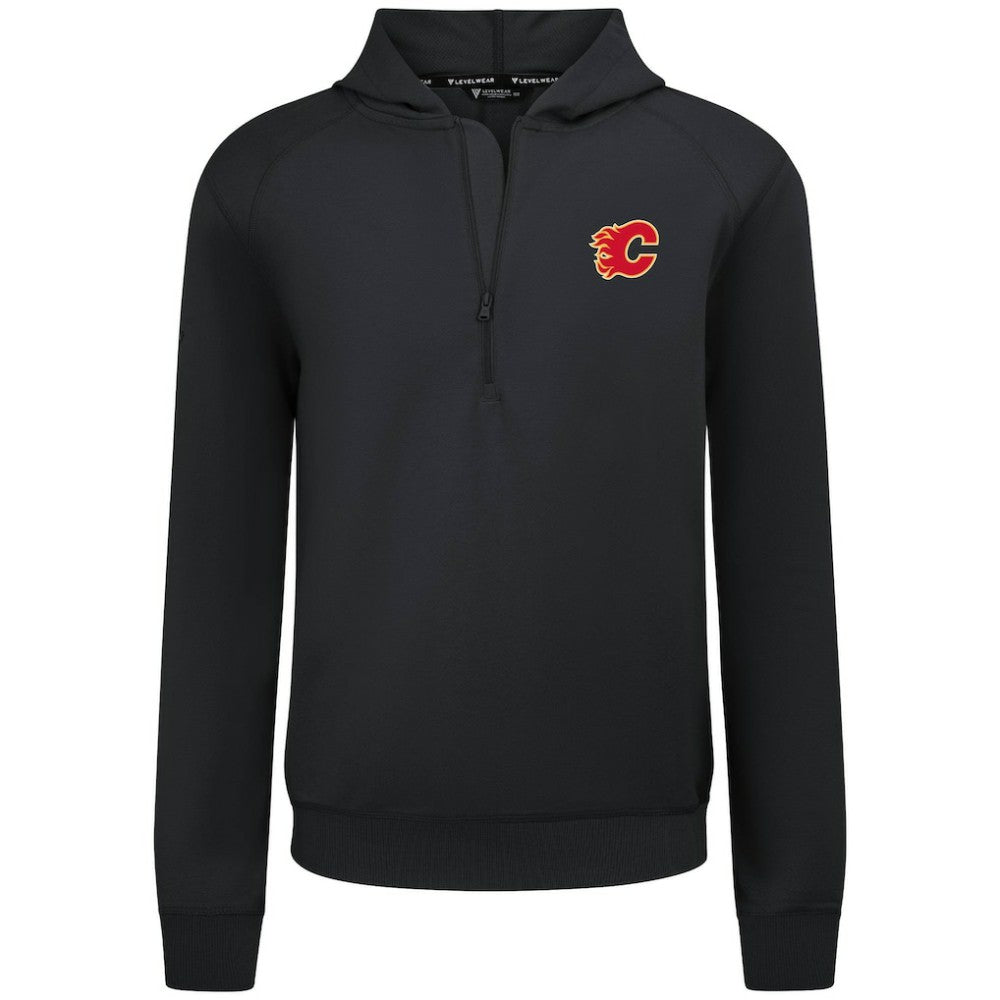 Calgary Flames Levelwear Technic Quarter-Zip Pullover Hoodie - Black - NHL