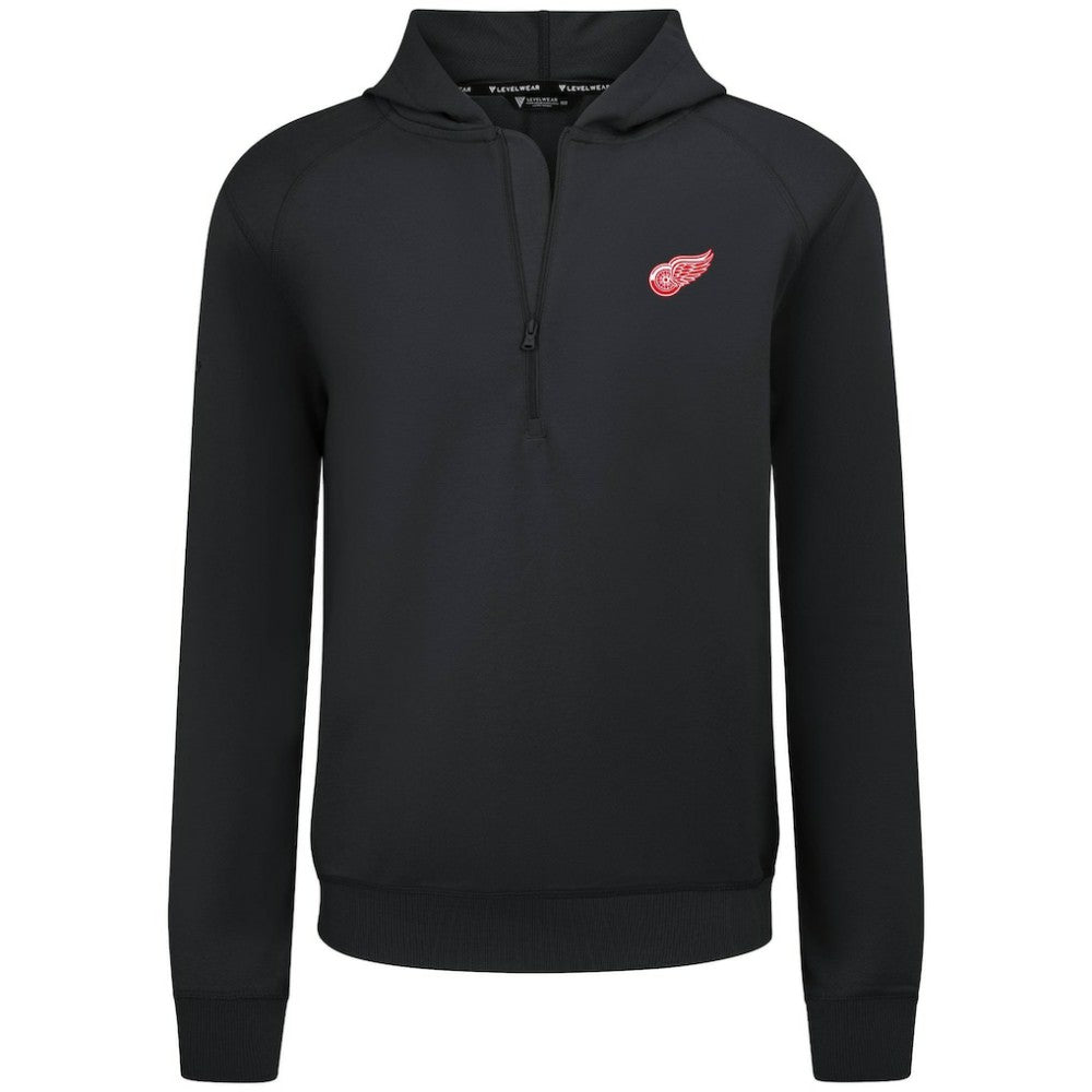 Detroit Red Wings Levelwear Technic Quarter-Zip Pullover Hoodie - Black - NHL