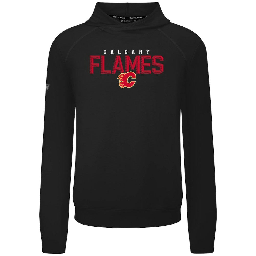 Calgary Flames Levelwear Mandate Carve Tri-Blend Pullover Hoodie - Black - NHL