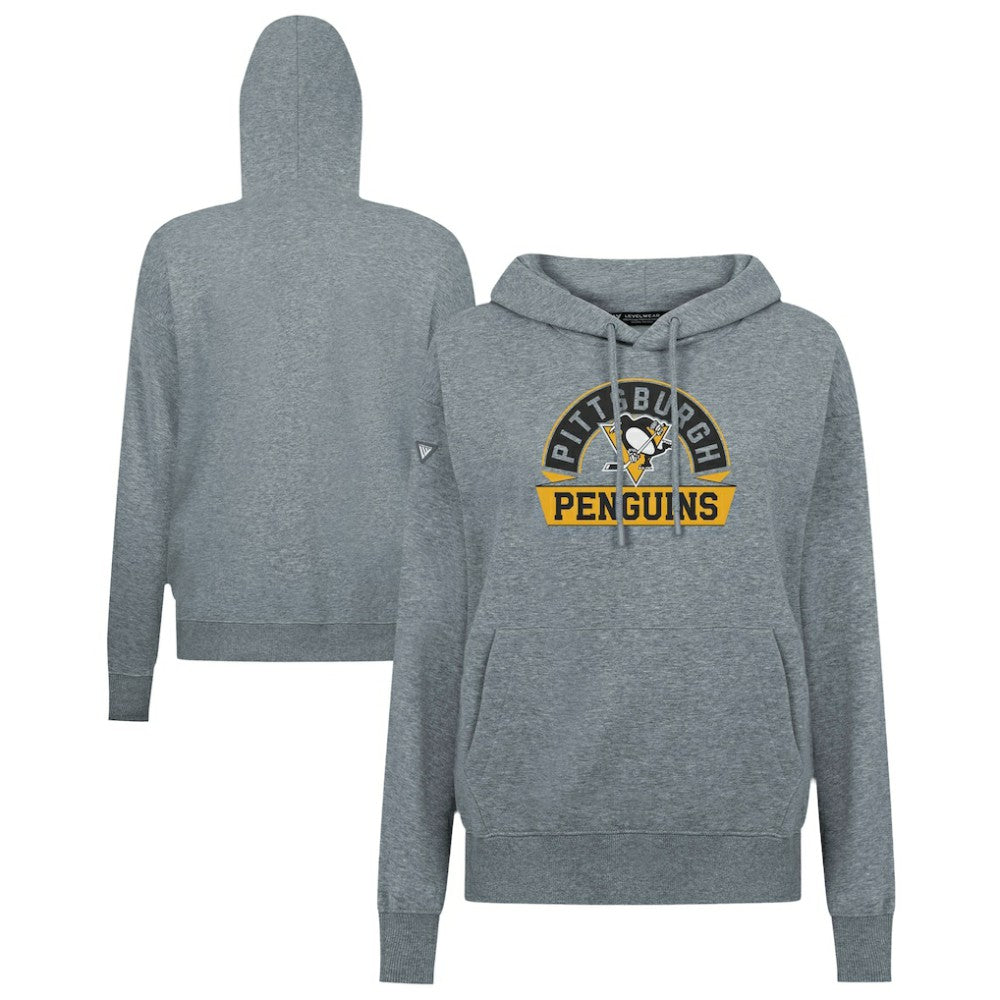 Pittsburgh Penguins Levelwear Women's Adorn Banner Arch Pullover Hoodie - Gray - NHL