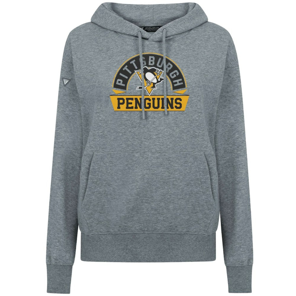 Pittsburgh Penguins Levelwear Women's Adorn Banner Arch Pullover Hoodie - Gray - NHL