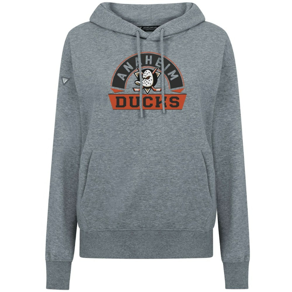 Anaheim Ducks Levelwear Women's Adorn Banner Arch Pullover Hoodie - Gray - NHL
