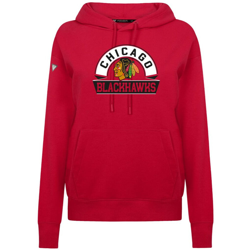 Chicago Blackhawks Levelwear Women's Adorn Banner Arch Pullover Hoodie - Red - NHL