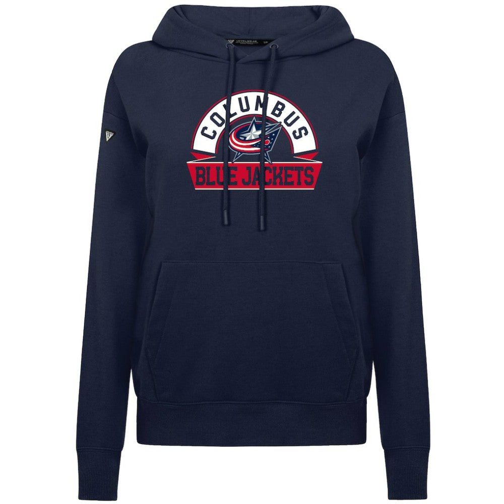 Columbus Blue Jackets Levelwear Women's Adorn Banner Arch Pullover Hoodie - Navy - NHL