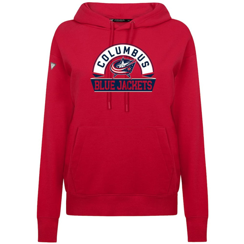 Columbus Blue Jackets Levelwear Women's Adorn Banner Arch Pullover Hoodie - Red - NHL