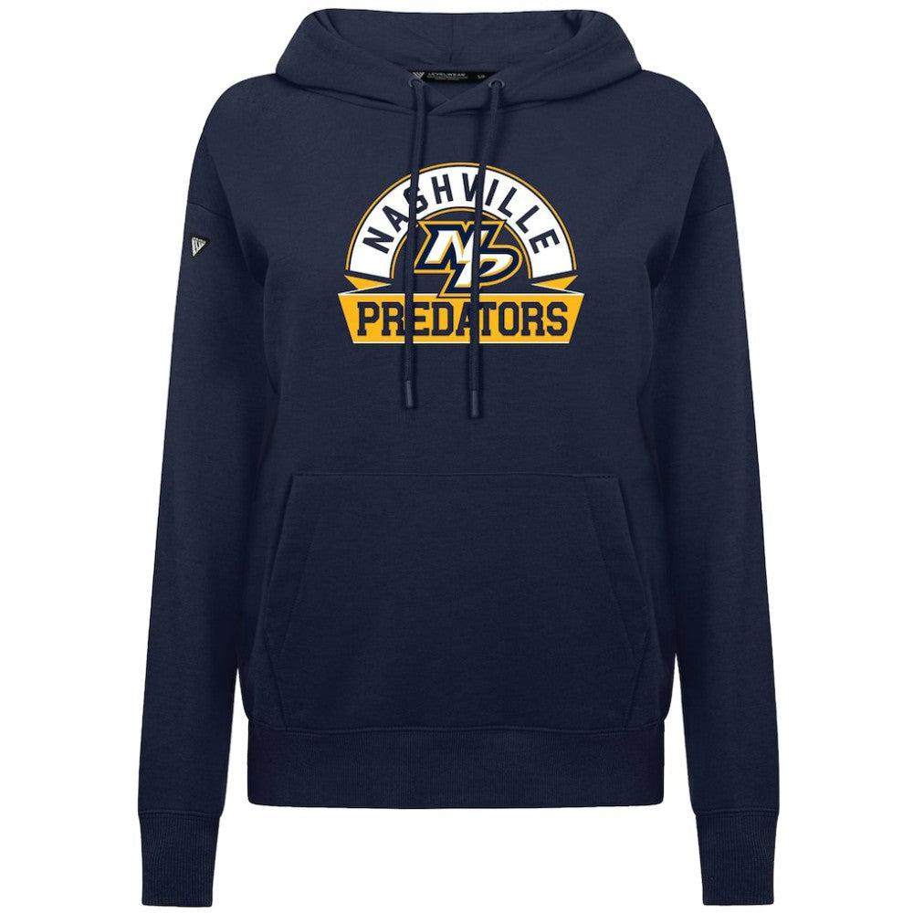 Nashville Predators Levelwear Women's Adorn Banner Arch Pullover Hoodie - Navy - NHL