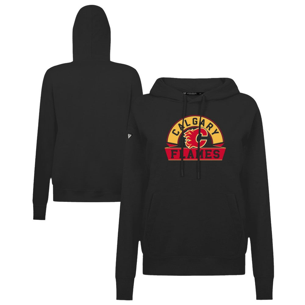 Calgary Flames Levelwear Women's Adorn Banner Arch Pullover Hoodie - Black - NHL