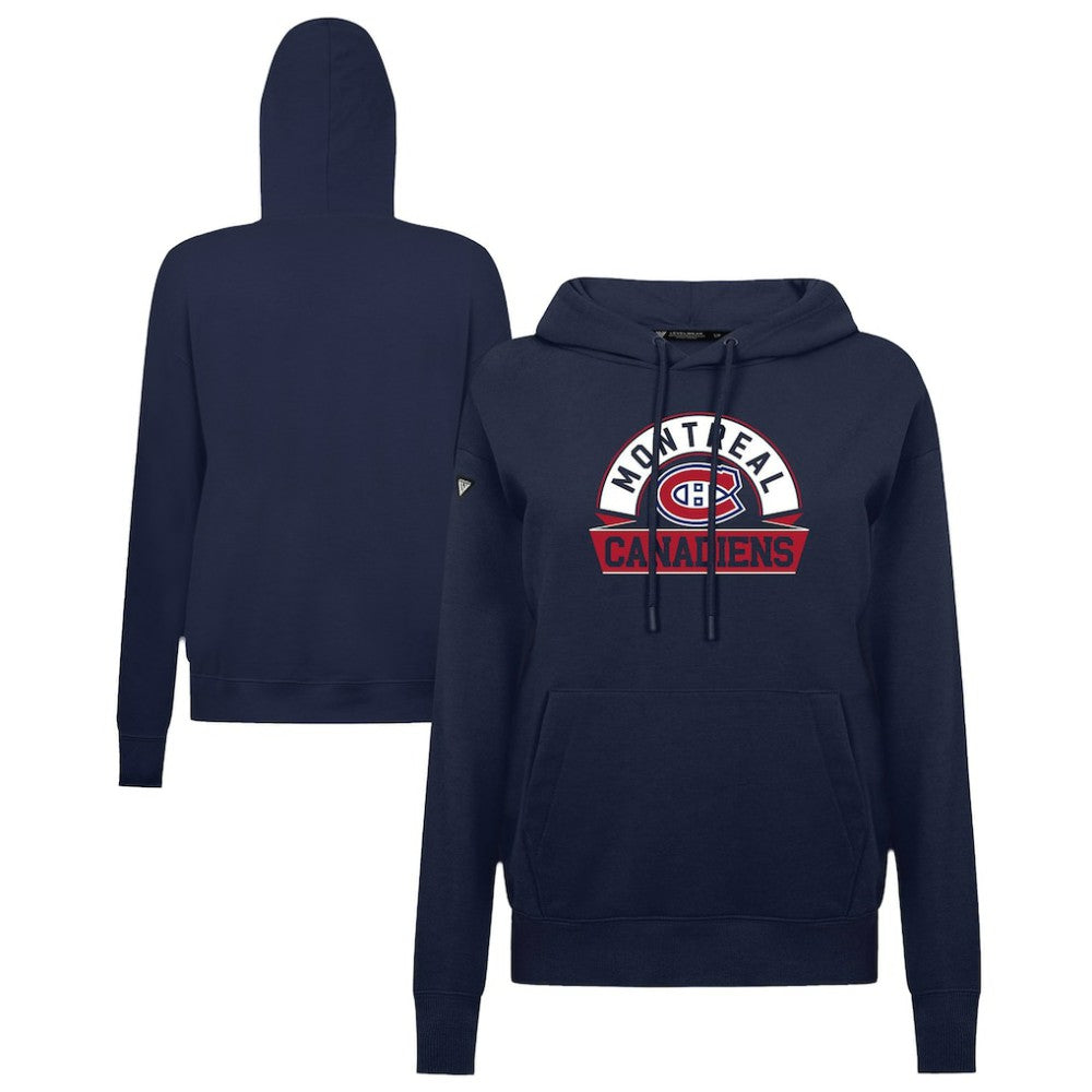 Montreal Canadiens Levelwear Women's Adorn Banner Arch Pullover Hoodie - Navy - NHL