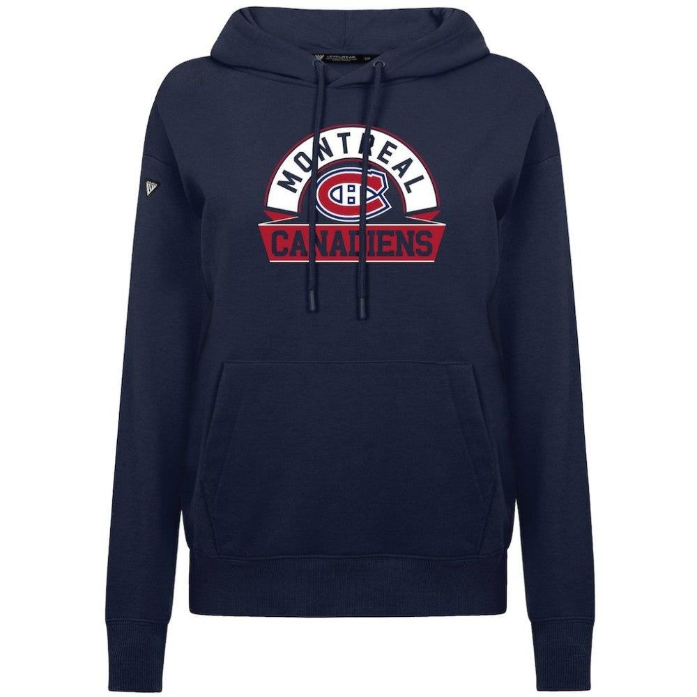Montreal Canadiens Levelwear Women's Adorn Banner Arch Pullover Hoodie - Navy - NHL