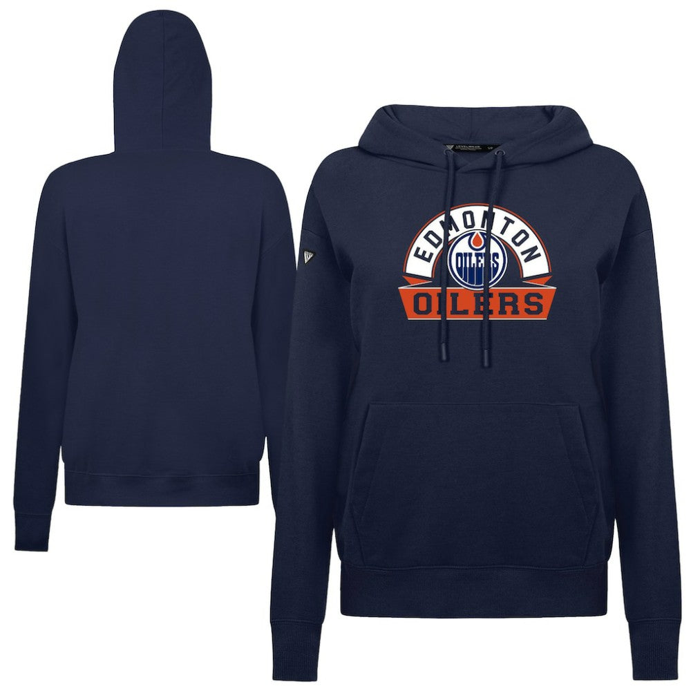Edmonton Oilers Levelwear Women's Adorn Banner Arch Pullover Hoodie - Navy - NHL