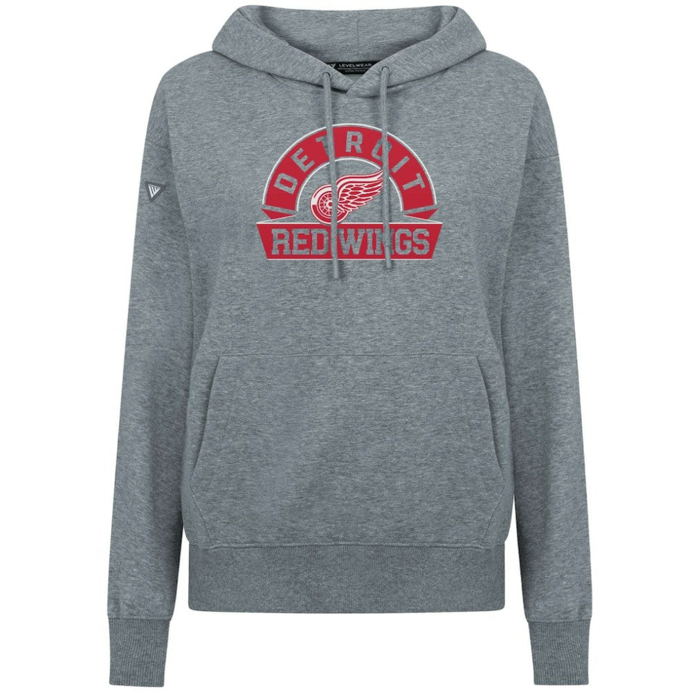 Detroit Red Wings Levelwear Women's Adorn Banner Arch Pullover Hoodie - Gray - NHL