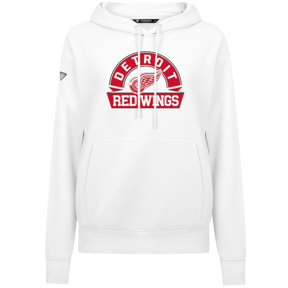 Detroit Red Wings Levelwear Women's Adorn Banner Arch Pullover Hoodie - White - NHL