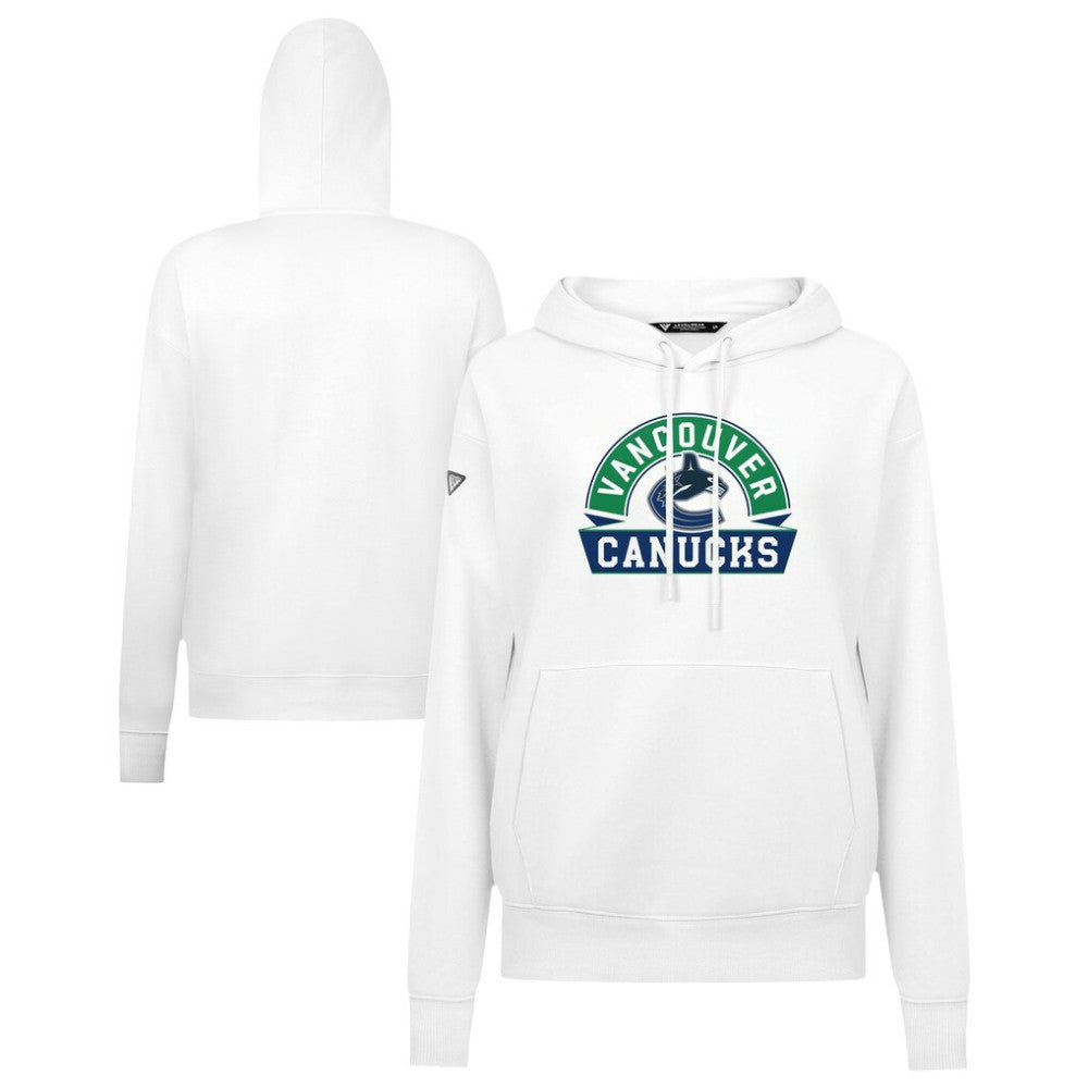 Vancouver Canucks Levelwear Women's Adorn Banner Arch Pullover Hoodie - White - NHL