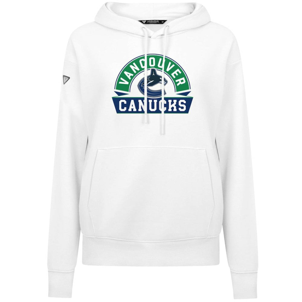 Vancouver Canucks Levelwear Women's Adorn Banner Arch Pullover Hoodie - White - NHL