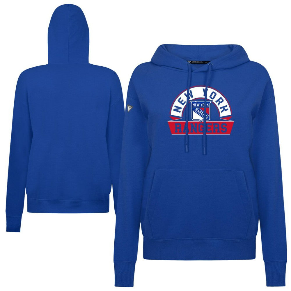 New York Rangers Levelwear Women's Adorn Banner Arch Pullover Hoodie - Royal - NHL