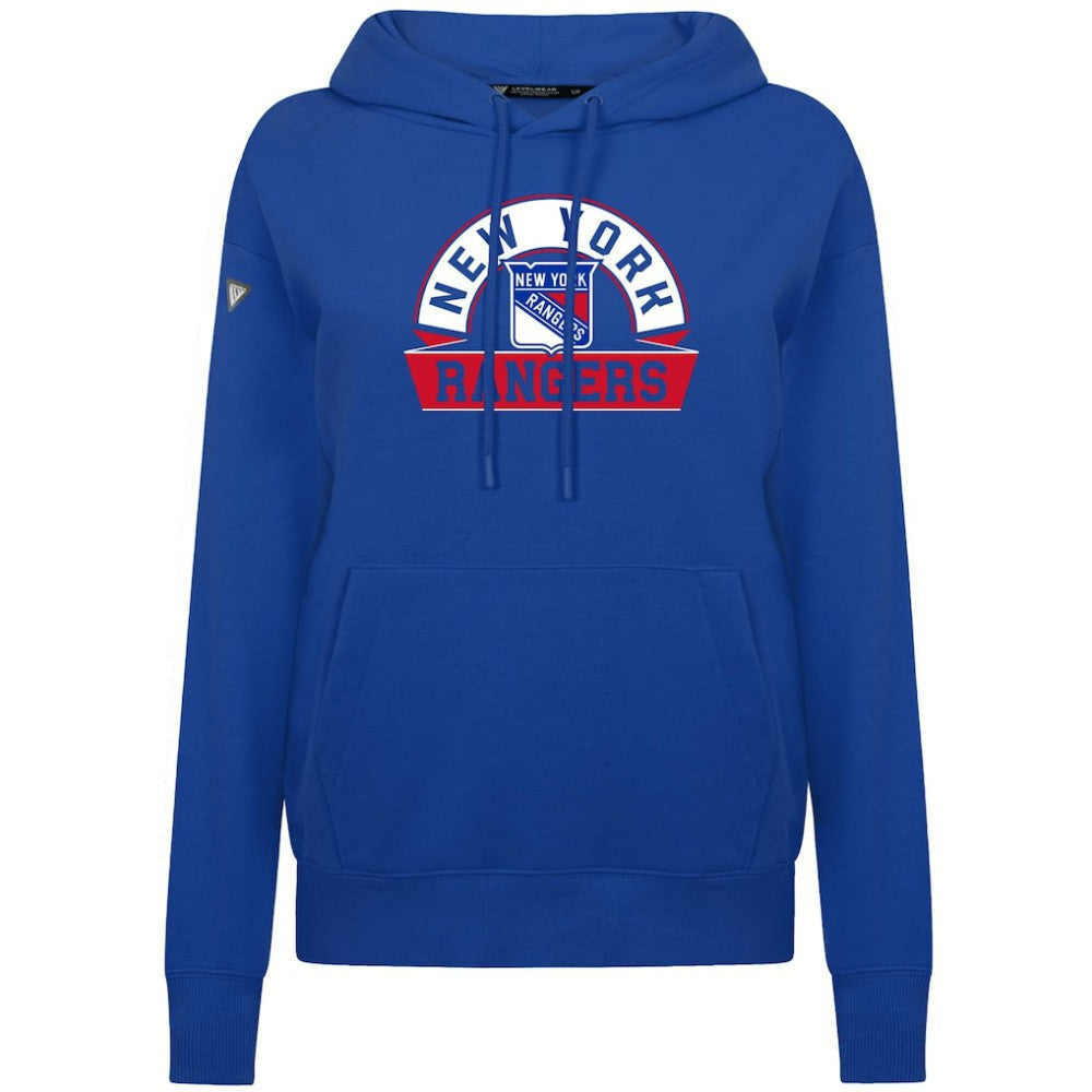 New York Rangers Levelwear Women's Adorn Banner Arch Pullover Hoodie - Royal - NHL