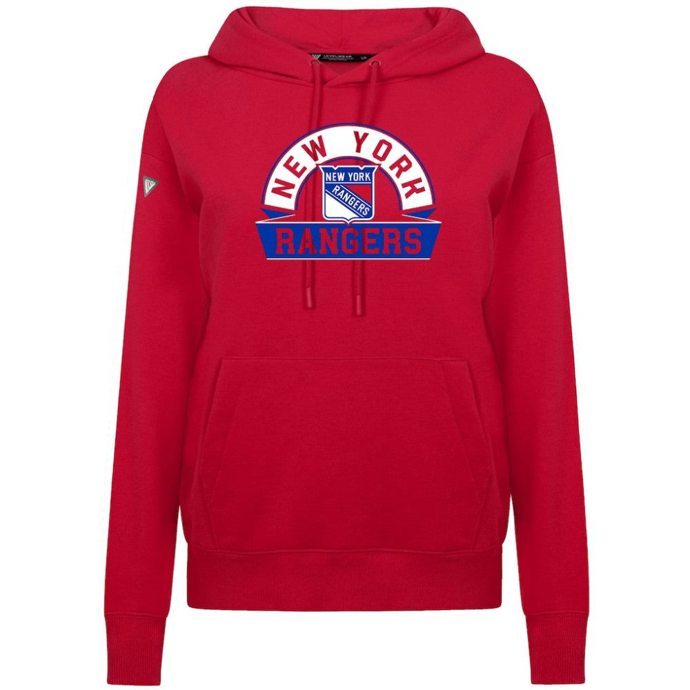 New York Rangers Levelwear Women's Adorn Banner Arch Pullover Hoodie - Red - NHL