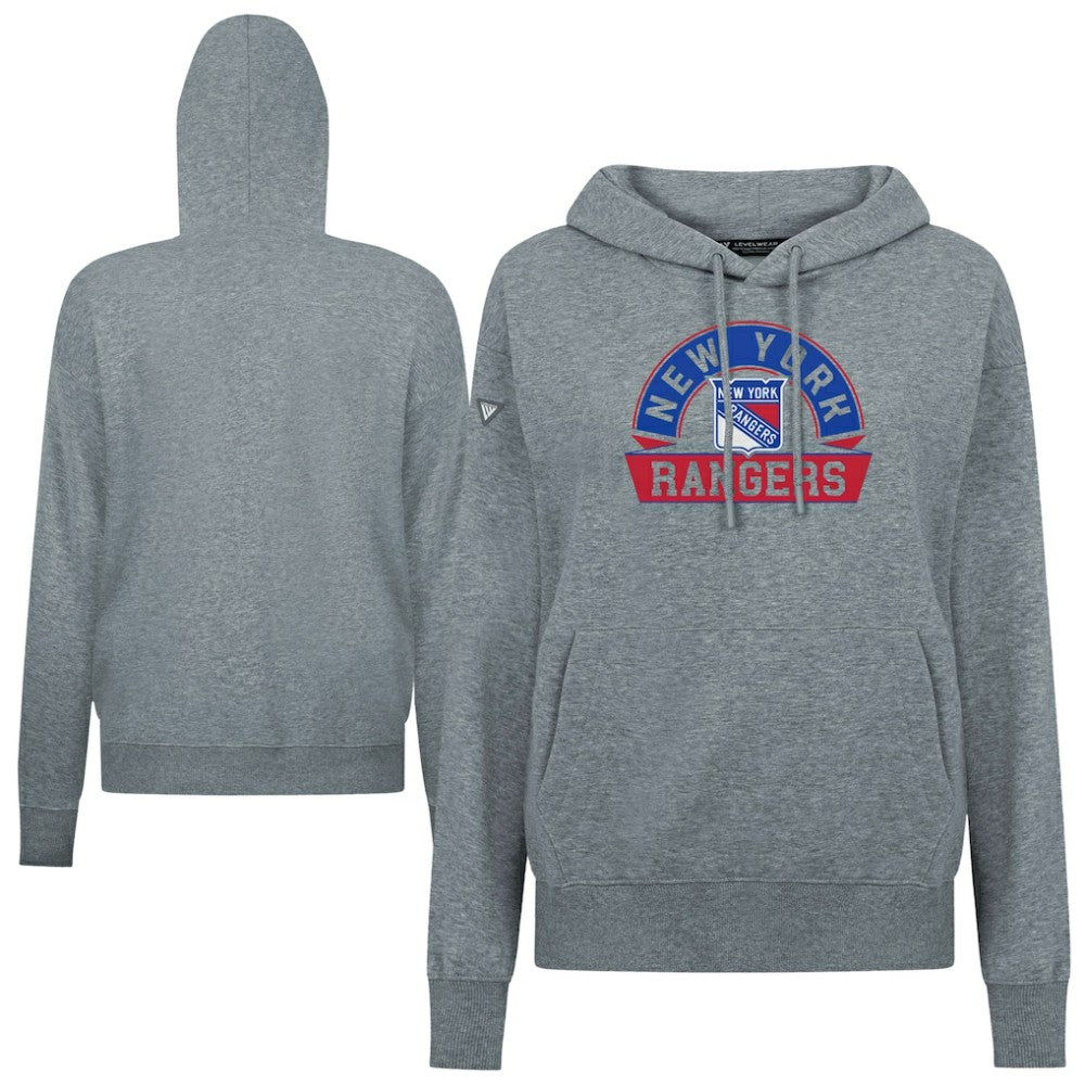 New York Rangers Levelwear Women's Adorn Banner Arch Pullover Hoodie - Gray - NHL